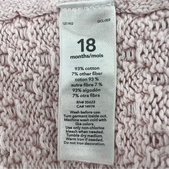 Carter’s Pink Silver Long Sleeve V-Neck Cardigan Sweater Size 18 Months Girl’s - Picture 5 of 5